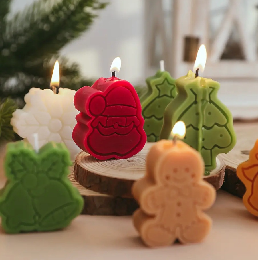 🎅 COFFRET 4 BOUGIES DE NOËL SCULPTÉES